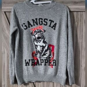 H&M Gray Sweater with Dog Graphic